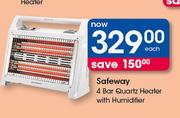Safeway 4 Bar Quartz Heater With Humidfier-Each