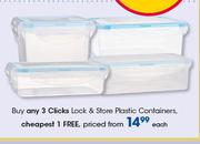 Clicks Lock & Store Plastic Containers-Each