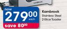 Kambrook Stainless Steel 2 Slice Toaster-Each