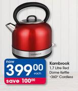 Kambrook 1.7 Litre Red Dome Kettle-Each