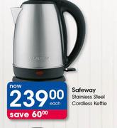 Safeway Stainless Steel Cordless Kettle-Each