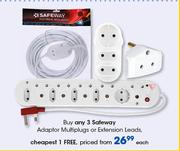 Safeway Adaptor Multiplugs Or Extension Leads-Each