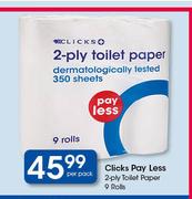 Clicks Pay Less 2 Ply Toilet Paper 9 Rolls-Per Pack