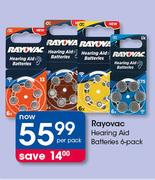 Rayovac Hearing Aid Batteries 6 Pack-Per Pack