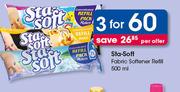 Sta Soft Fabric Softener Refill-3 x 500ml Per Offer