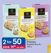 D'Licious Breakfast Biscuits-2x300g Per Offer