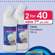 Clicks Thick Bleach-2x750ml Per Offer