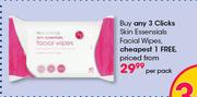 Clicks Skin Essentials Facial Wipes-Per Pack