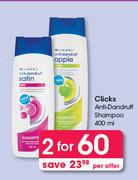 Clicks Anti Dandruff Shampoo-2x400ml Per Offer