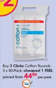 Clicks Cotton Rounds-3x80 Per Pack