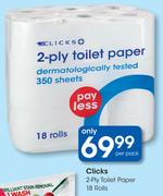 Clicks 2 Ply Toilet Paper-18 Roll Per Pack