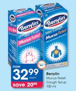 Benylin Mucus Relief Cough Syrup-100ml Each