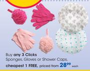 Clicks Sponges, Gloves Or Shower Caps-Each