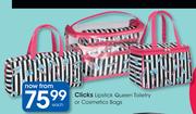 Clicks Lipstick Queen Toiletry  Or Cosmetics Bag-Each