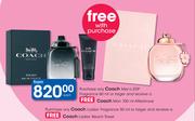 Coach Men's EDP Fragrance-60ml Or Larger Free Coach Man Aftershave-100ml,Coach Ladies Fragrance-50ml