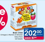 Brain Child Omega-3. Vitamins & Minerals Value Pack Tablets-120's Per Pack