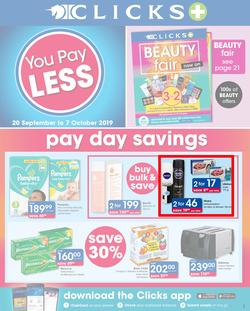 Clicks : You Pay Less (20 Sept - 7 Oct 2019), page 1