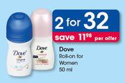 Dove Roll-On For Women-2X50ml