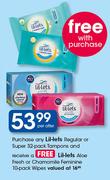 Lil-Lets Regular Or Super Tampons-32's Per Pack