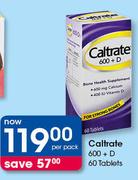 Caltrate 600+D Tablets-60's Per Pack