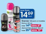 Garnier Aerosol Deodorant-150ml Each
