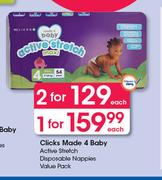 Clicks Made 4 Baby Active Stretch Disposable Nappies Value Pack-Each