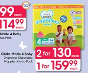 Clicks Made 4 Baby Dryprotect Disposable Nappies Jumbo Pack-Each