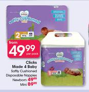 Clicks Made 4 Baby Softly Cushioned Disposable Nappies Newborn-Per Pack