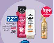 Schwarzkopf Gliss Shampoo Or Conditioner 400ml With Free Serum Spray-Per Offer