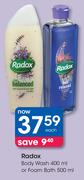 Radox Body Wash 400ml Or Foam Bath 500ml-Each