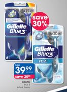 Gillette Blue 3 6-Pack Razors-Per Pack