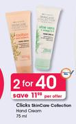 Clicks Skincare Collection Hand Cream-2x75ml Per Offer