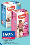 Huggies Gold Disposable Nappies For Boys Or Girls Jumbo Packs-Per Pack