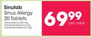 Sinutab Sinus Allergy 20 Tablets-Per Pack