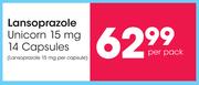Lansoprazole Unicorn 15mg 14 Capsules-Per Pack