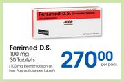 Ferrimed D.S. 100mg 30 Tablets-Per Pack