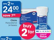 Clicks Paracetamol 24 Tablets-For 2 Per Offer