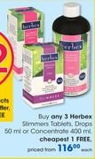 Herbex Slimmers Tablets, Drops 50ml Or Concentrate 400ml-Each