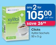 Clicks Xylitol Sachets 50'sX5g-For 2