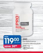 GNC Pro Performance Creatine Monohydrate 3500mg-120 Capsules Per Pack