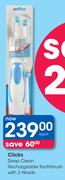 Clicks Deep Clean Rechargeable Toothbrush With 2 Heads-Each