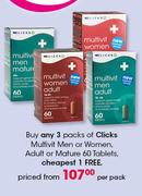 Clicks Multivit Men Or Women, Adult Or Mature Tablets-60's Per Pack