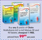 Clicks Multivitamin A-Z Or A-Z Mature Tablets 30's And 90's-Per Pack