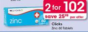 Clicks Zinc Tablets-2X60's