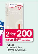 Clicks Coenzme Q10 150 mg 30 Capsules-For 2