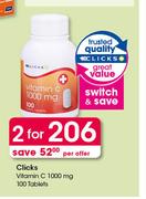 Clicks Vitamin C 1000 mg 100 Tablets-For 2