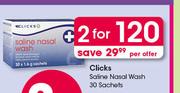 Clicks Saline Nasal Wash 30 Sachets-For 2