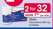 Clicks Paracetamol 500 mg 24 Tablets-For 2