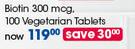 GNC Biotin 300 mcg 100 Vegetarian Tablets-Per Pack