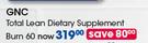 GNC Total Lean Dietary Supplement Burn 60-Per Pack